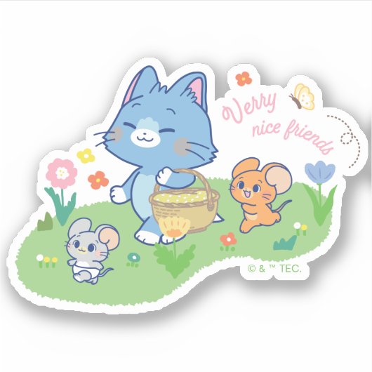 Anime Tom, Jerry en Tuffy Picnic Sticker (Voorkant)