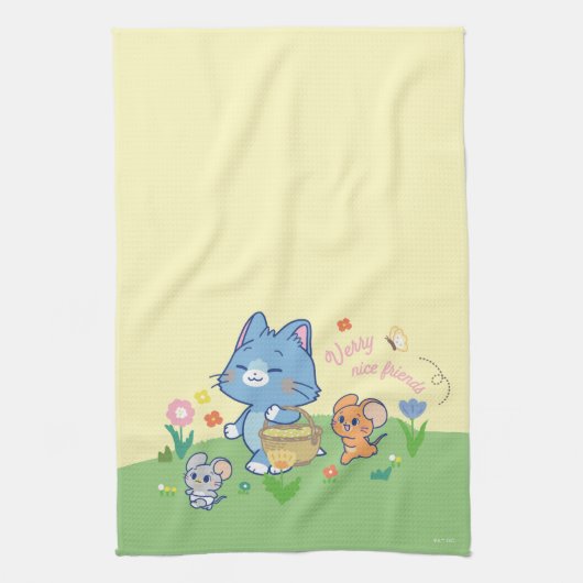 Anime Tom, Jerry en Tuffy Picnic Theedoek (Verticaal)