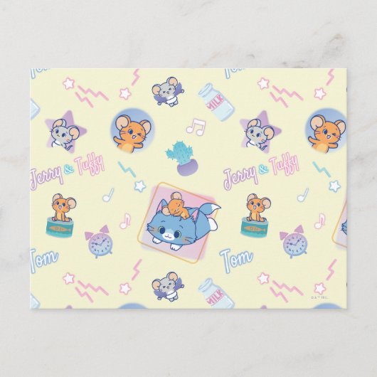 Anime Tom, Jerry, en Tuffy Playtime Pattern Briefkaart (Voorkant)