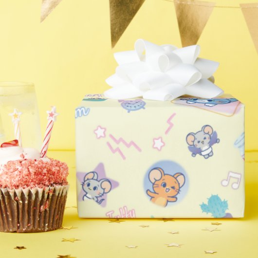 Anime Tom, Jerry, en Tuffy Playtime Pattern Cadeaupapier (Verjaardagsfeest)