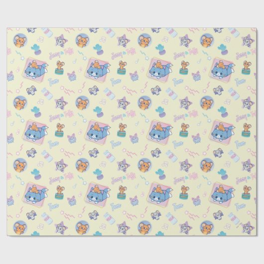 Anime Tom, Jerry, en Tuffy Playtime Pattern Cadeaupapier (Vlak)