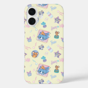 Anime Tom, Jerry, en Tuffy Playtime Pattern iPhone 16 Hoesje