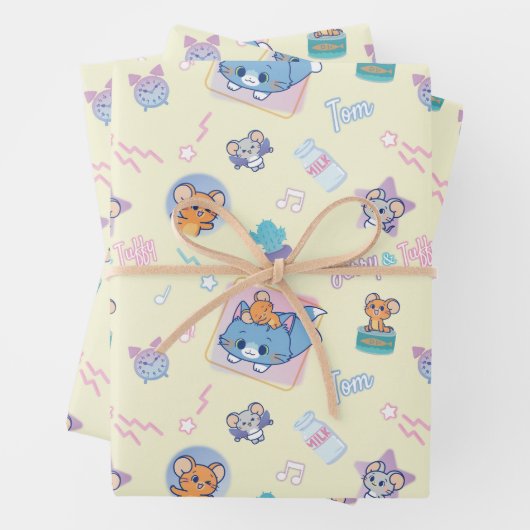 Anime Tom, Jerry, en Tuffy Playtime Pattern Inpakpapier Vel (In situ)