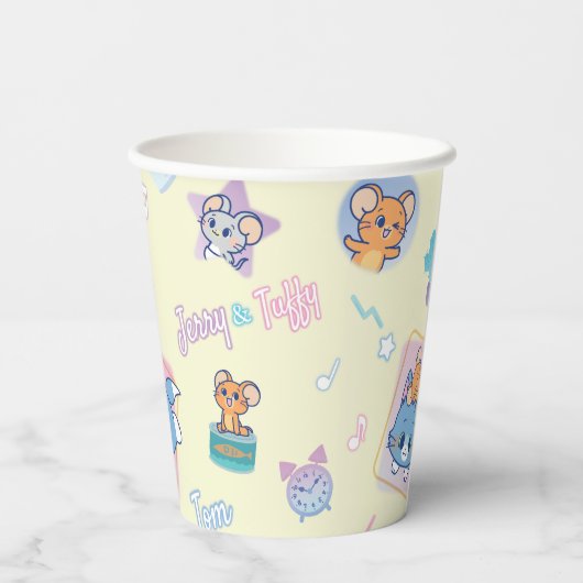 Anime Tom, Jerry, en Tuffy Playtime Pattern Papieren Bekers (Achterkant)