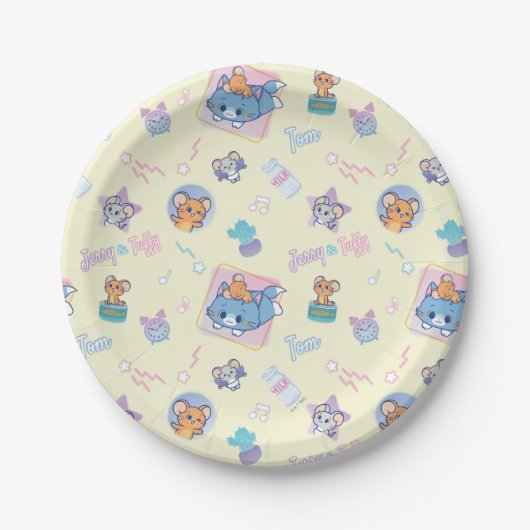 Anime Tom, Jerry, en Tuffy Playtime Pattern Papieren Bordje (Voorkant)