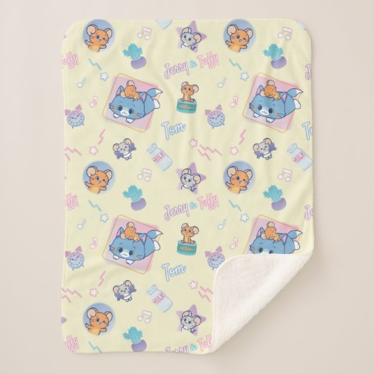 Anime Tom, Jerry, en Tuffy Playtime Pattern Sherpa Deken (Voorkant)