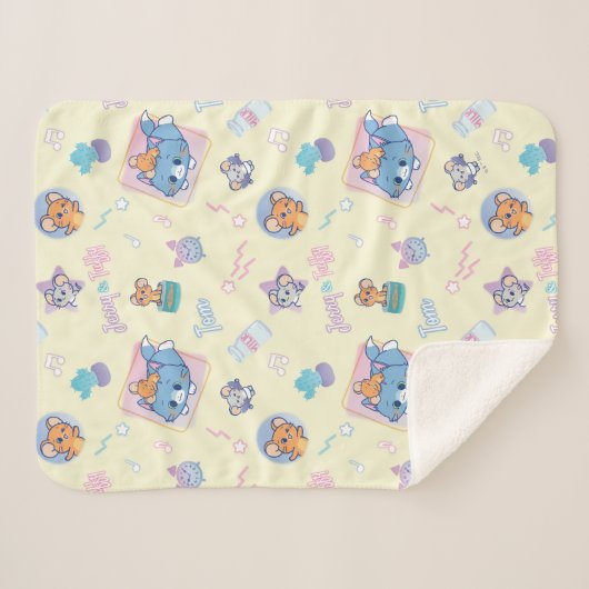 Anime Tom, Jerry, en Tuffy Playtime Pattern Sherpa Deken (Voorkant (horizontaal))