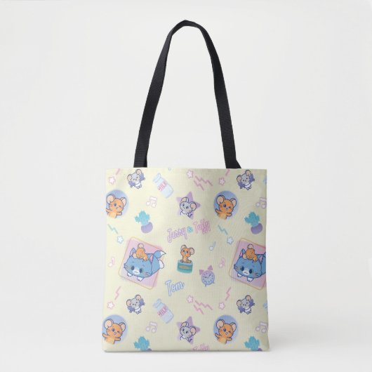 Anime Tom, Jerry, en Tuffy Playtime Pattern Tote Bag (Voorkant)