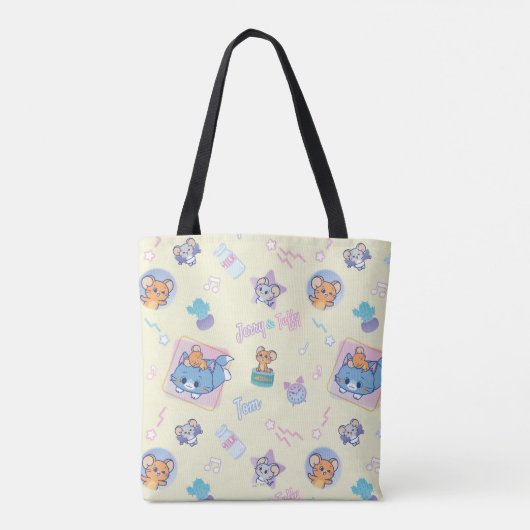 Anime Tom, Jerry, en Tuffy Playtime Pattern Tote Bag (Achterkant)