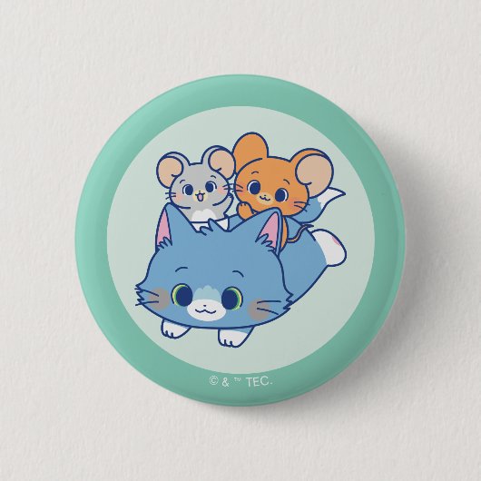 Anime Tom, Jerry en Tuffy Ronde Button 5,7 Cm (Voorkant)