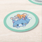 Anime Tom, Jerry en Tuffy Ronde Kartonnen Onderzetter (Gebogen)