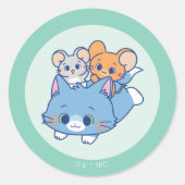 Anime Tom, Jerry en Tuffy Ronde Sticker (Voorkant)