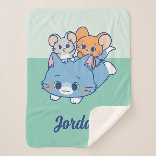 Anime Tom, Jerry en Tuffy Sherpa Deken (Voorkant)