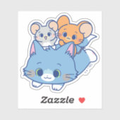 Anime Tom, Jerry en Tuffy Sticker (Vel)