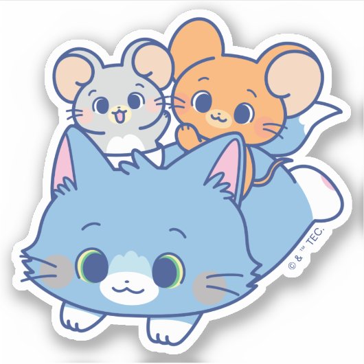 Anime Tom, Jerry en Tuffy Sticker (Voorkant)