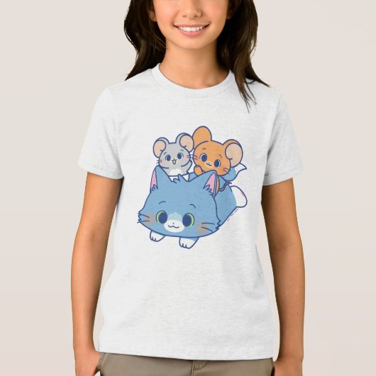 Anime Tom, Jerry en Tuffy Tri-Blend Shirt (Voorkant)