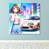 Anime Toyota Supra Canvas Afdruk (Insitu (Houten vloer))
