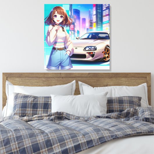Anime Toyota Supra Canvas Afdruk (Insitu (Slaapkamer))