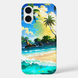 Anime Tropical Beach Paradise iPhone 16 Hoesje