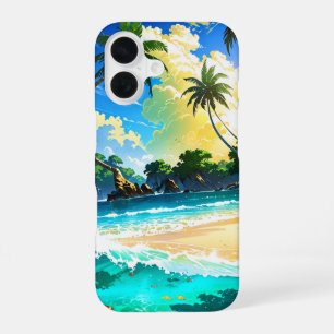 Anime Tropical Beach Paradise iPhone 16 Hoesje