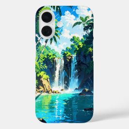 Anime Tropical Island Ontsnapping iPhone 16 Hoesje