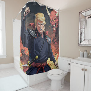 Anime Trump - vuist omhoog Douchegordijn