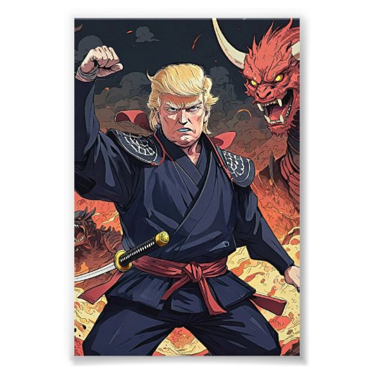 Anime Trump - vuist omhoog Foto Afdruk (Voorkant)
