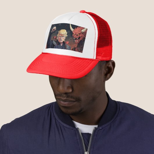 Anime Trump - vuist omhoog Trucker Pet (In situ)