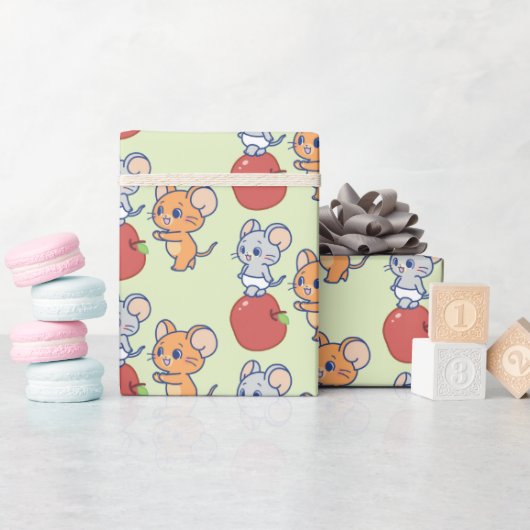 Anime Tuffy en Jerry Apple aan het rollen Cadeaupapier (Baby Shower)