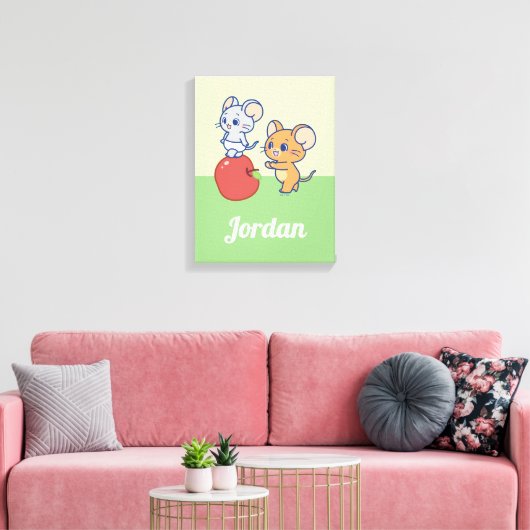 Anime Tuffy en Jerry Apple aan het rollen Canvas Afdruk (Insitu (Woonkamer))
