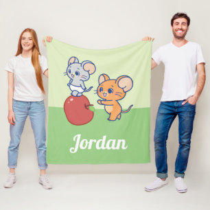 Anime Tuffy en Jerry Apple aan het rollen Fleece Deken