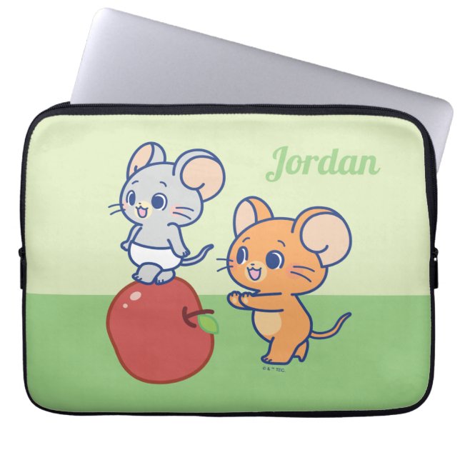 Anime Tuffy en Jerry Apple aan het rollen Laptop Sleeve (Voorkant)