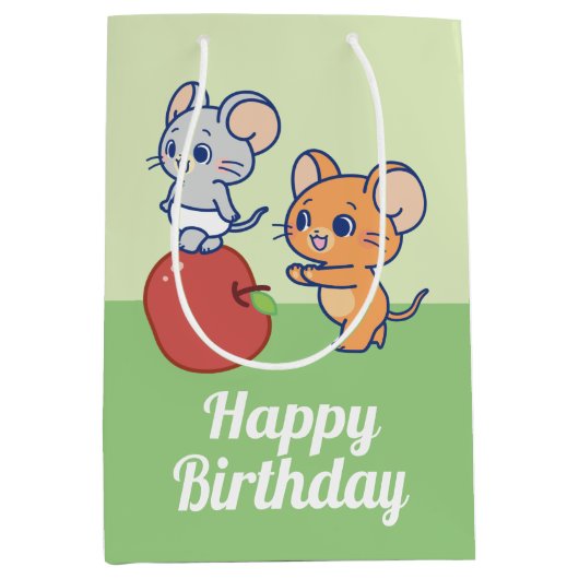 Anime Tuffy en Jerry Apple aan het rollen Medium Cadeauzakje (Voorkant)