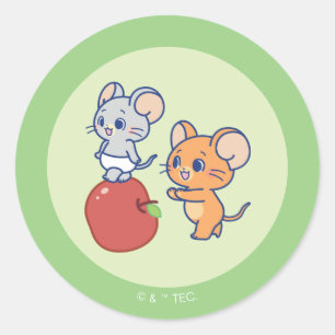 Anime Tuffy en Jerry Apple aan het rollen Ronde Sticker