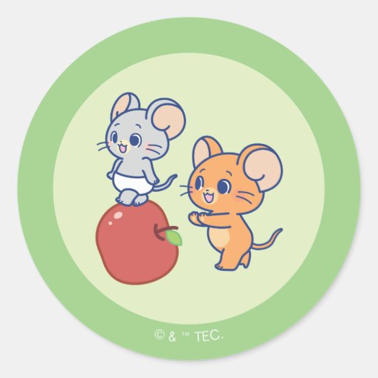 Anime Tuffy en Jerry Apple aan het rollen Ronde Sticker (Voorkant)
