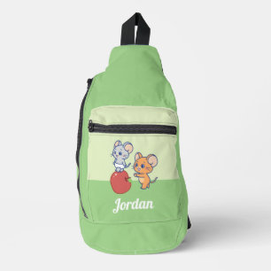 Anime Tuffy en Jerry Apple aan het rollen Sling Bag
