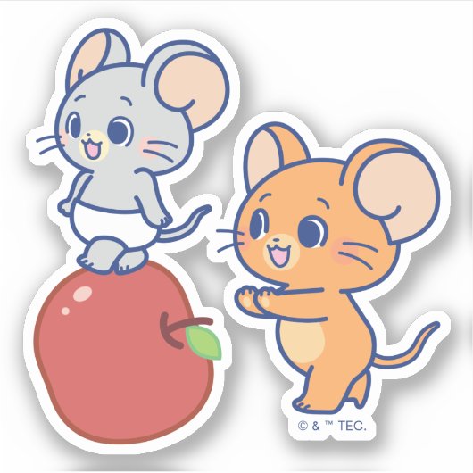 Anime Tuffy en Jerry Apple aan het rollen Sticker (Voorkant)