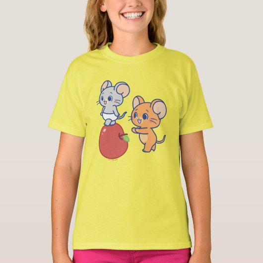 Anime Tuffy en Jerry Apple aan het rollen T-shirt (Voorkant)