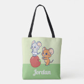 Anime Tuffy en Jerry Apple aan het rollen Tote Bag (Achterkant)