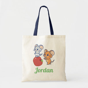 Anime Tuffy en Jerry Apple aan het rollen Tote Bag