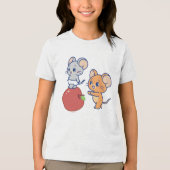 Anime Tuffy en Jerry Apple aan het rollen Tri-Blend Shirt (Voorkant)