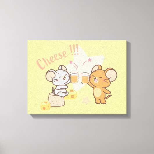 Anime Tuffy en Jerry Cheers voor kaas Canvas Afdruk (Voorkant)