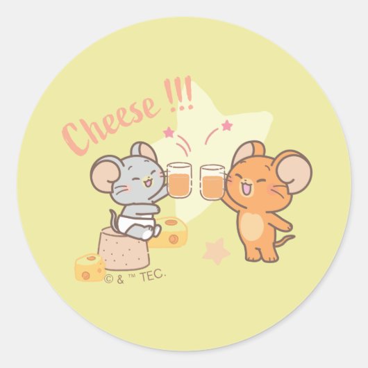 Anime Tuffy en Jerry Cheers voor kaas Ronde Sticker (Voorkant)