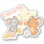 Anime Tuffy en Jerry Cheers voor kaas Sticker (Voorkant)