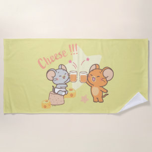 Anime Tuffy en Jerry Cheers voor kaas Strandlaken