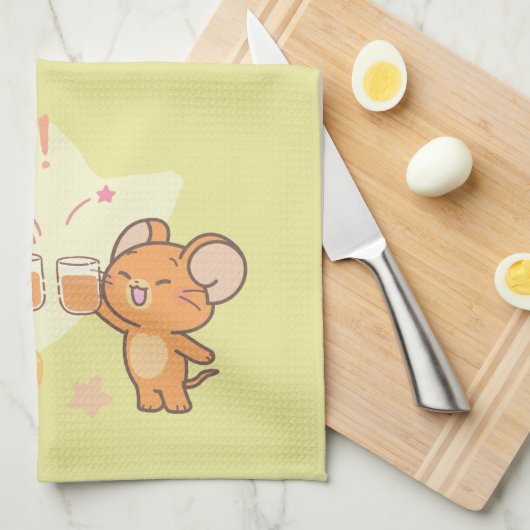 Anime Tuffy en Jerry Cheers voor kaas Theedoek (Quarter Fold)