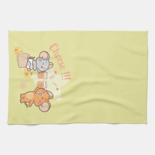 Anime Tuffy en Jerry Cheers voor kaas Theedoek (Horizontaal)