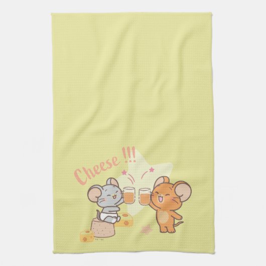 Anime Tuffy en Jerry Cheers voor kaas Theedoek (Verticaal)