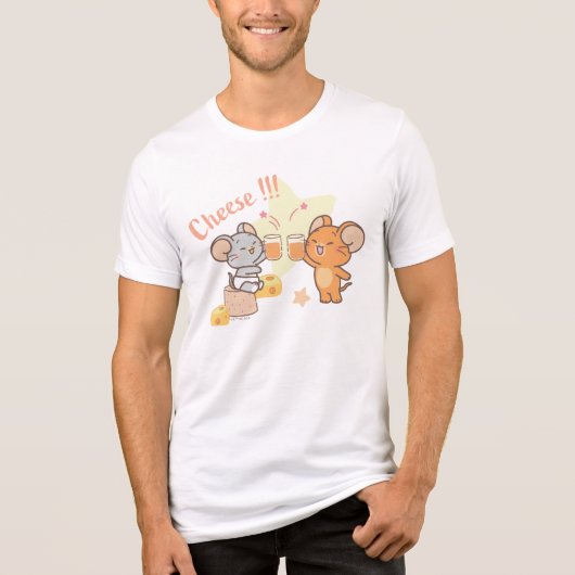 Anime Tuffy en Jerry Cheers voor kaas Tri-Blend Shirt (Voorkant)