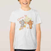 Anime Tuffy en Jerry Cheers voor kaas Tri-Blend Shirt (Voorkant)
